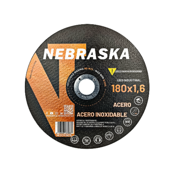 Disco abrasivo p/acero e inox. 180x1.6x22.2 - NEBRASKA - Image 1